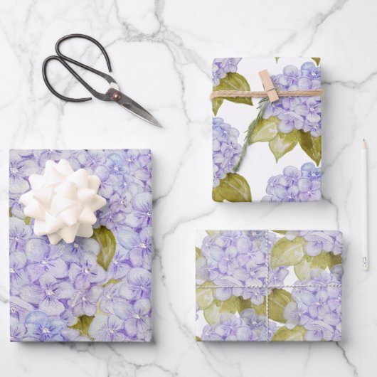 Hydrangea Schakeringen Van Paarsblauw Inpakpapier Vel (Voorkant)