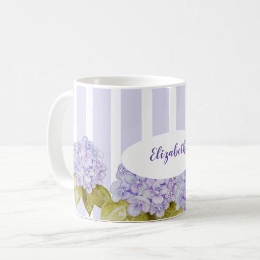 Hydrangea Schakeringen Van Paarsblauw Koffiemok (Voorkant links)