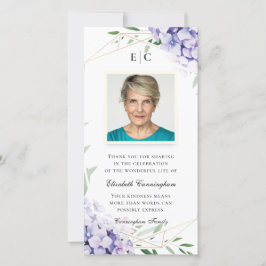 Hydrangea Sering Bloemige Geometrische Herdenking Bedankkaart