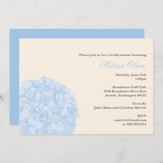 Hydrangea Shower/partijuitnodiging Kaart (Voorkant / Achterkant)