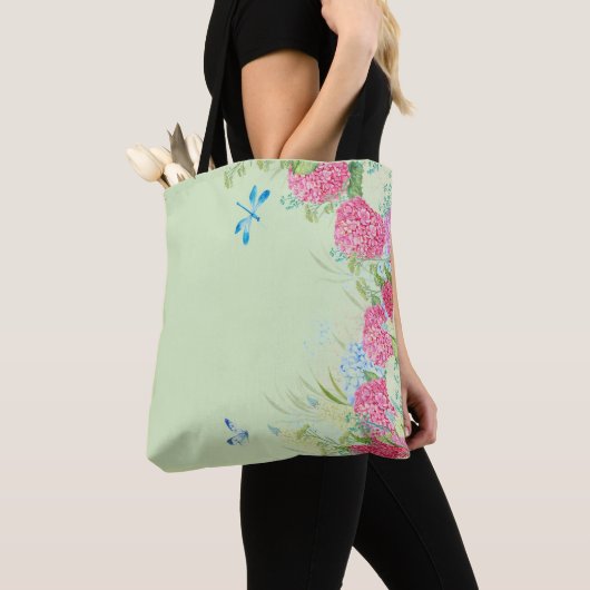 Hydrangea Side Border Canvas tas (Dichtbij)