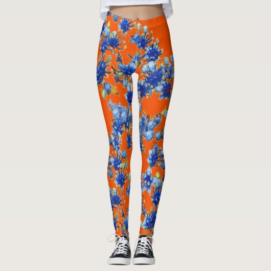 Hydrangea Sinaasappel Leggings (Voorkant)