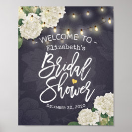 Hydrangea Slingerlichten Bruiloft Feest Welkom Bor Poster