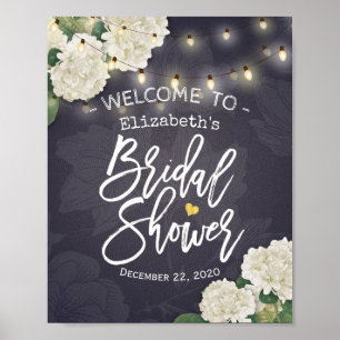 Hydrangea Slingerlichten Bruiloft Feest Welkom Bor Poster