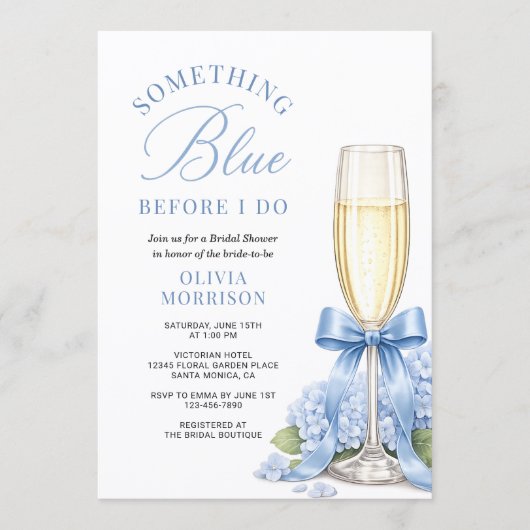 Hydrangea Something Blue Bruiloftsfeest Kaart (Voorkant)