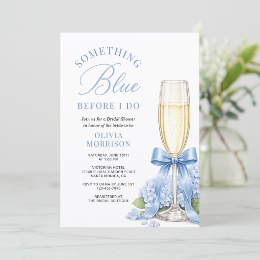 Hydrangea Something Blue Bruiloftsfeest Kaart (Staand voorkant)