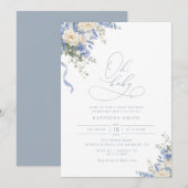 Hydrangea Stofblauw baby shower uitnodiging (Voorkant / Achterkant)