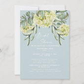 Hydrangea Stofblauw Elegante Bruiloftsdouche Kaart (Voorkant)