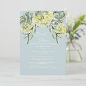 Hydrangea Stofblauw Elegante Bruiloftsdouche Kaart (Staand voorkant)