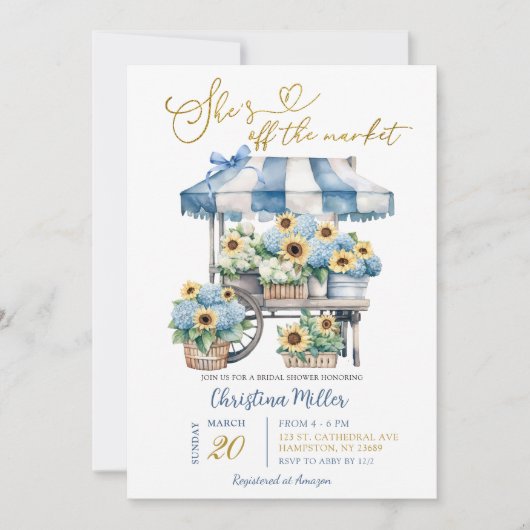 Hydrangea sunflower She's off the Market Bridal Kaart (Voorkant)