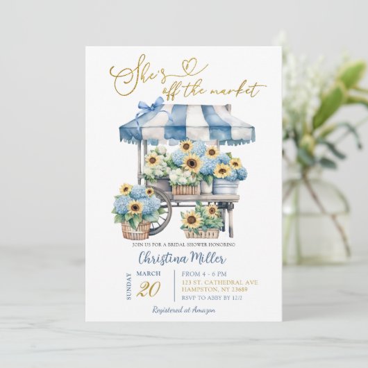 Hydrangea sunflower She's off the Market Bridal Kaart (Staand voorkant)