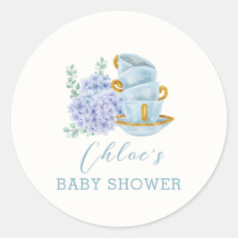  Hydrangea Tea Brewing Baby shower Ronde Sticker