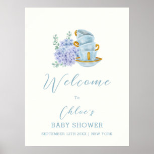 Hydrangea Tea Brewing Baby shower Welkom Poster