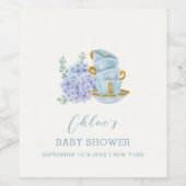 Hydrangea Tea Brewing Baby shower Wijn Etiket (Enkel label)