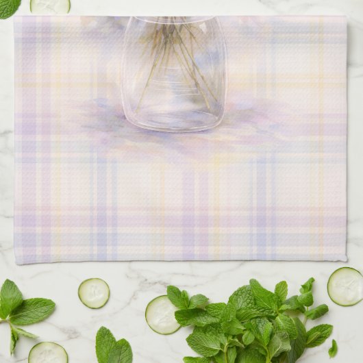 Hydrangea Theedoek | Pastel Plaid Keukendecor (Gevouwen)