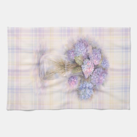 Hydrangea Theedoek | Pastel Plaid Keukendecor (Horizontaal)