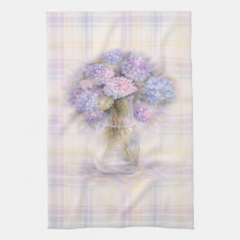 Hydrangea Theedoek | Pastel Schotlandse Ruit Keuke