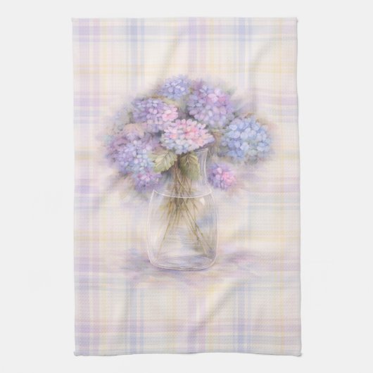 Hydrangea Theedoek | Pastel Schotlandse Ruit Keuke (Verticaal)