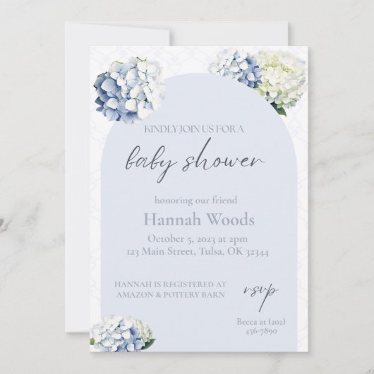 Hydrangea Trellis-Baby shower Kaart (Voorkant)