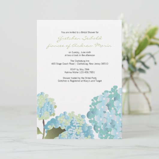 Hydrangea Trouwdouche Kaart (Staand voorkant)