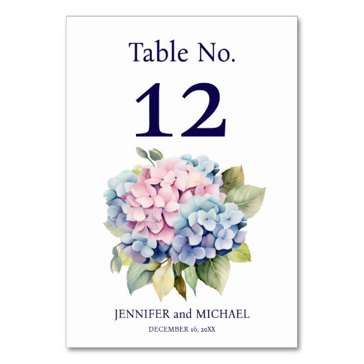 Hydrangea Trouwtafel Nummer Kaart (Achterkant)