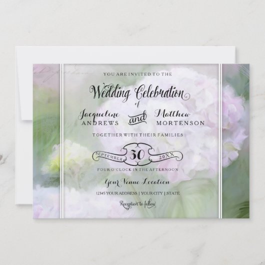  Hydrangea Tuin Bloemen Script Typografie Kaart (Voorkant)