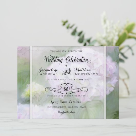  Hydrangea Tuin Bloemen Script Typografie Kaart (Staand voorkant)