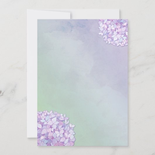 Hydrangea tuin bruiloft repetitie diner kaart (Achterkant)