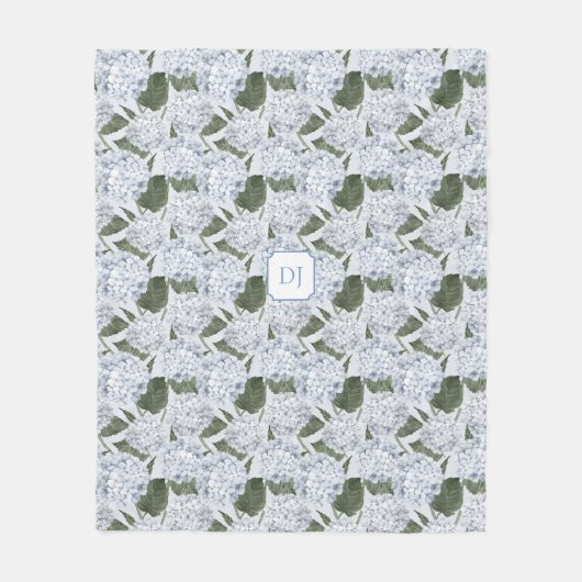 Hydrangea Tuin Monogram Fleece Deken (Voorkant)