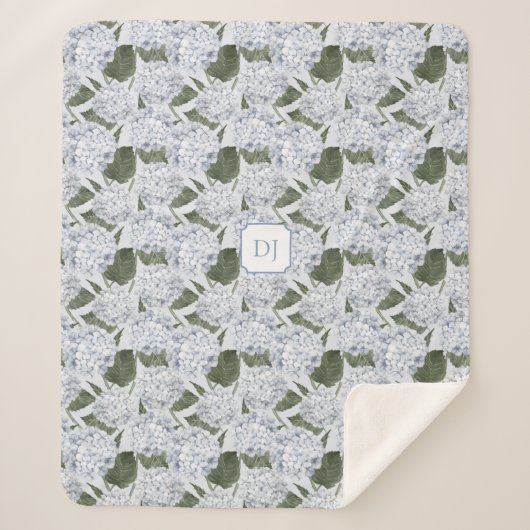 Hydrangea Tuin Monogram  Sherpa Deken (Voorkant)