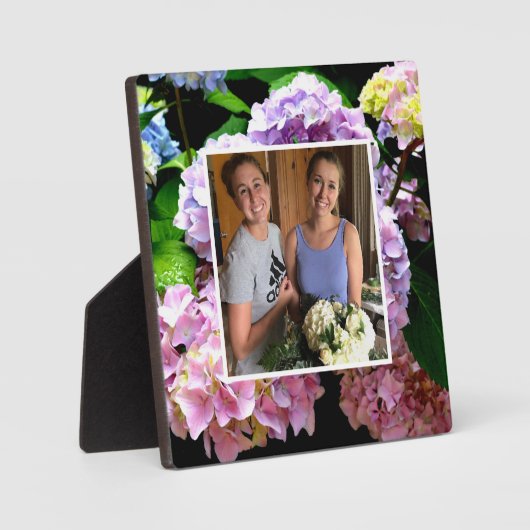 Hydrangea Tuin Roze paarse Blauw Groen Bloemen Fotoplaat (Voorkant)