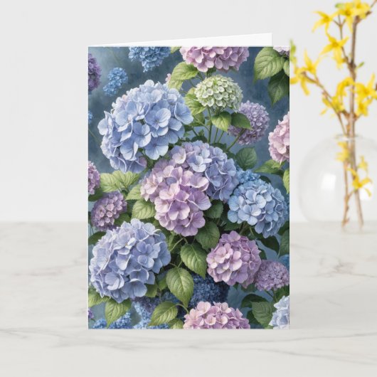 Hydrangea Tuin Verjaardag Kaart (Gele Bloem)