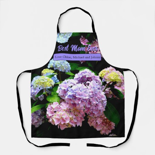 Hydrangea tuinroze blauw paarse floremgeschenk schort (Voorkant)