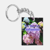 Hydrangea tuinroze blauw paarse floremgeschenk sleutelhanger (Voorkant Links)