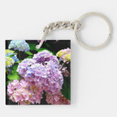 Hydrangea tuinroze blauw paarse floremgeschenk sleutelhanger (Achterkant)