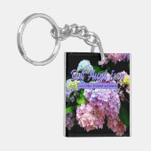 Hydrangea tuinroze blauwe paarse flora Tunt gift Sleutelhanger (Voorkant Links)