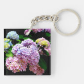 Hydrangea tuinroze blauwe paarse flora Tunt gift Sleutelhanger (Achterkant)
