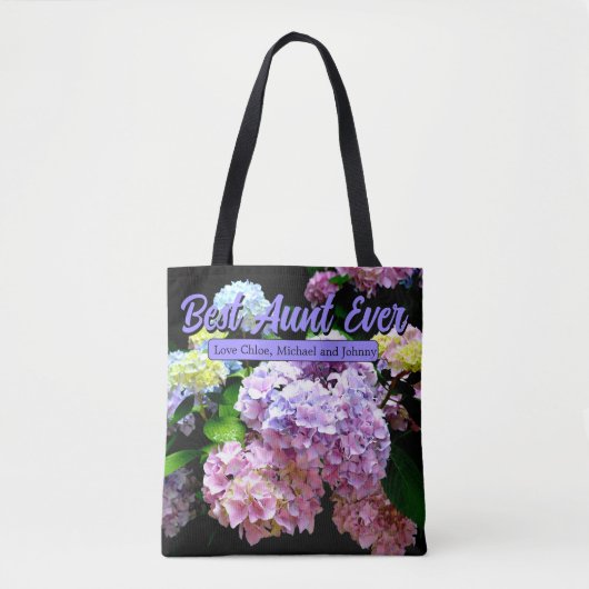 Hydrangea tuinroze blauwe paarse flora Tunt gift Tote Bag (Voorkant)