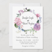 Hydrangea ultra violette bloem krans bruiloft kaart (Voorkant)