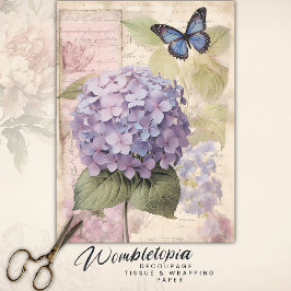  Hydrangea & Vlinder Decoupage Ephemera Tissuepapier