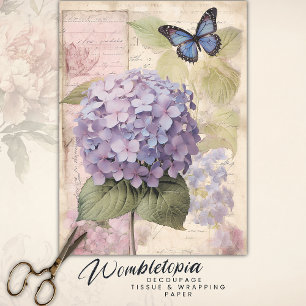 Hydrangea & Vlinder Decoupage Ephemera Tissuepapier