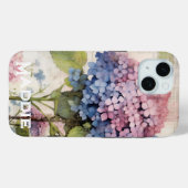 Hydrangea & Vlinder Paarse Gepersonaliseerd Case-Mate iPhone Case (Achterkant (horizontaal))