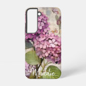  Hydrangea & Vlinderroze gepersonaliseerd Samsung Galaxy Hoesje (Achterkant)