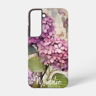  Hydrangea & Vlinderroze gepersonaliseerd Samsung Galaxy Hoesje