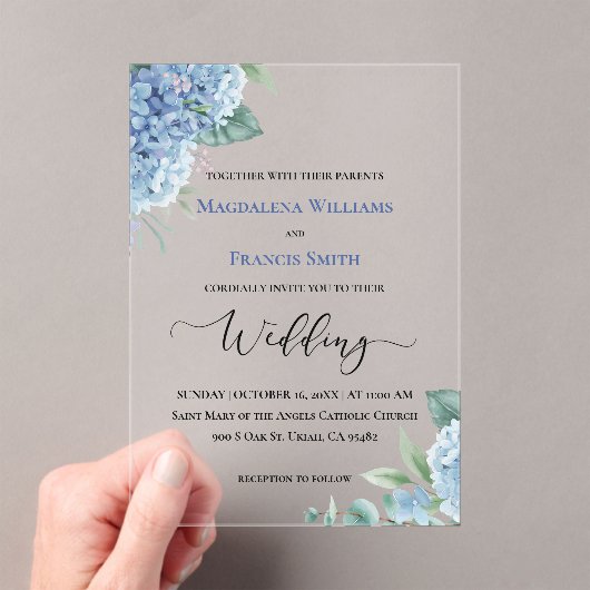 Hydrangea watercolor | wedding  acryl uitnodigingen (Insitu (Draagbaar))