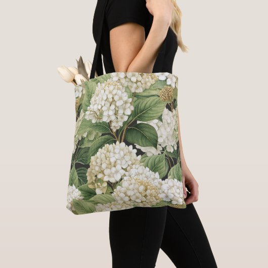 Hydrangea watercolour floral Boho retro flowers Tote Bag (Dichtbij)