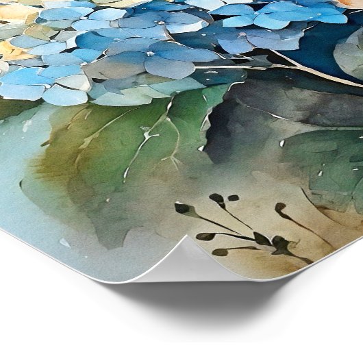 Hydrangea Waterverf Art Print (Hoek)