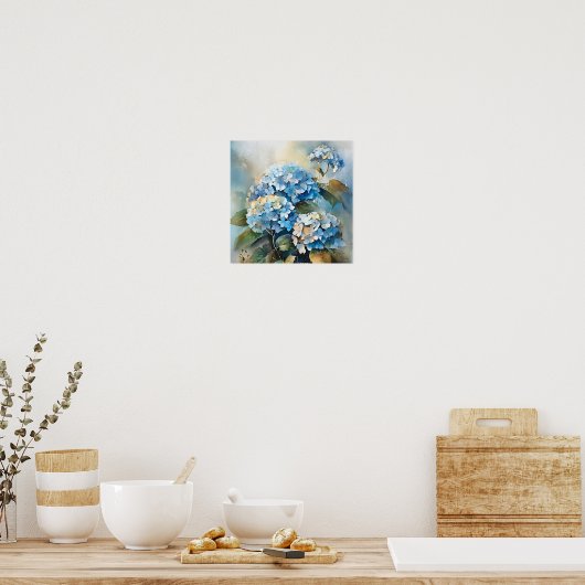 Hydrangea Waterverf Art Print (Keuken)