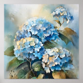 Hydrangea Waterverf Art Print (Voorkant)