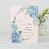 Hydrangea Waterverf Blush Roze Stoffig Blauw Bruil Kaart (Staand voorkant)